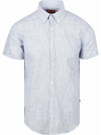 Suitable Korte Mouwen Overhemd Cotton Slub Streep Blauw