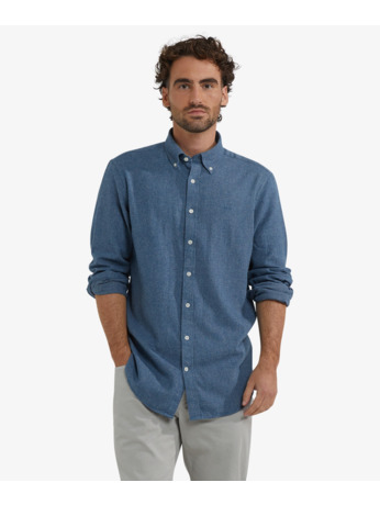 Flannel Melange Oxford Shirt 100% Cotton Heren