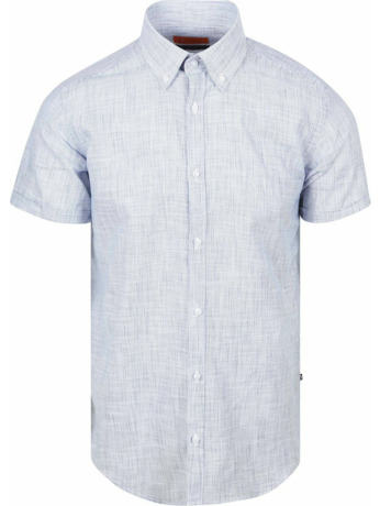 Suitable Korte Mouwen Overhemd Cotton Slub Streep Blauw