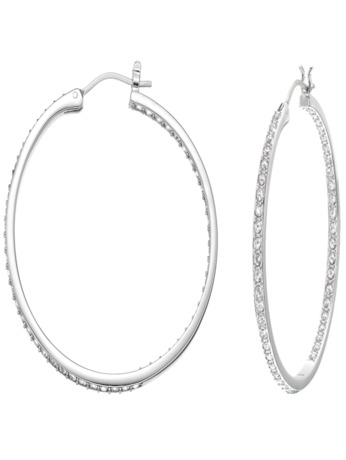 Sommerset Pierced Earrings Hoop OU Rhodium shiny Crystal