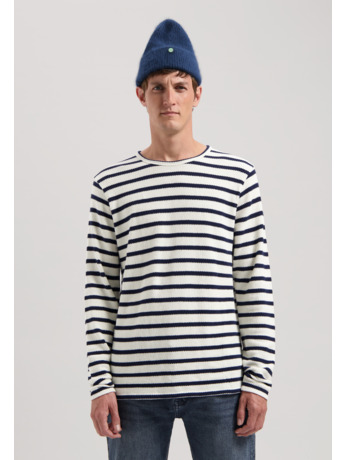 Dstrezzed Heren Gestreepte Pique Jersey Long Sleeve