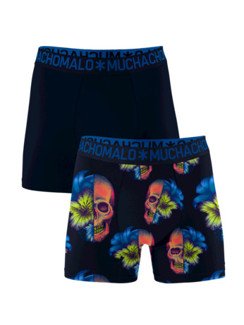 Heren 2-Pack Bloemen Boxershort print/effen Print/Blue