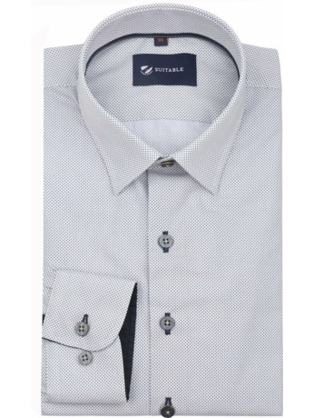 Suitable Overhemd Print Sand Navy